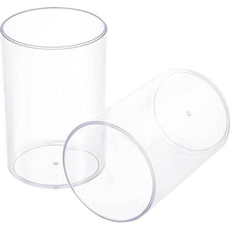 Lot de 2 porte-crayons ronds en acrylique transparent, porte-pinceaux de maquillage, pot à crayons, organisateur de stylos, panier de rangement pour crayons, idéal pour la maison, le bureau et les fou (1/5)