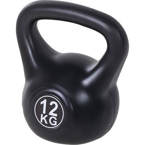 Kettlebell 12 kg pour débutants en sable noir, parfait pour musculation et fitness à domicile, améliorez votre entraînement. (1/5)