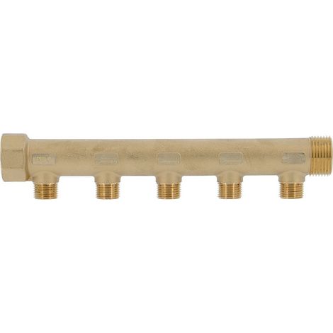 Collecteur mâle-femelle 1'' (26/34), 5 départs mâle 1/2'' (15/21), pour sanitaire et chauffage