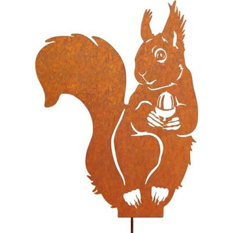 Eichhörnchen aus rostigem Metall, Außendekoration, natürliche Rostpatina