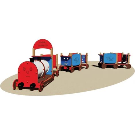 Safari Express 729 Train jouet en bois EN 1176 3 wagons 553x483x163cm - 1 Kg