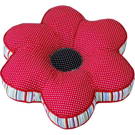 Coussin décoratif à pois en forme de fleur pour chaise, 40 x 40 cm, rouge