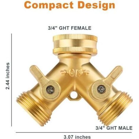 Robinet double pour machine à laver Connecteur en Y 3/4' à 2 voies Dérivation indépendante Laiton résistant à la corrosion