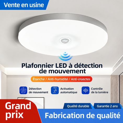 Plafonnier LED ultra-plat 22 cm 18W avec détecteur de mouvement blanc 22cm 18w 0.1 réf 23 × 23 × 12 cm 200 g – Livraison gratuite (1/5)