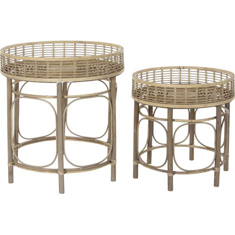 Table Auxiliaire Set 2 Rotin 61X61X64 Naturel (1/3)
