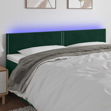 Tête de lit à LED - Design industriel - Pour Lit adulte - Vert foncé 200x5x78/88 cm Velours Chic-451196 (1/5)