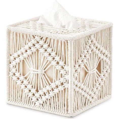 Decorative bohemian-style tissue box, square tissue holder 16 x 16 x 17 cm (Type B) (1/4)