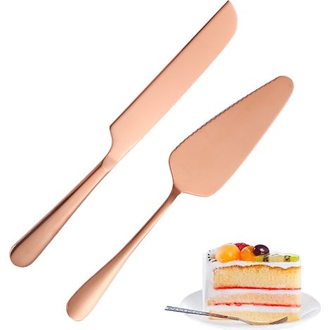 Set De Découpe Pour Gâteau - Couteau Et Spatule En Acier Inoxydable - Pour Mariage Anniversaire Fête - Lot De 2 Pièces (1/5)