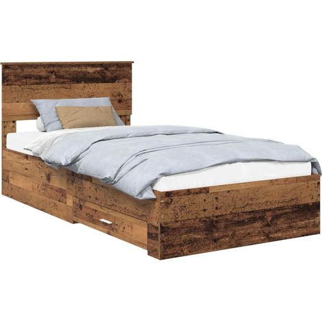 Bed Frame with Headboard Old Wood 100 x 200 cm Engineered Wood vidaXL