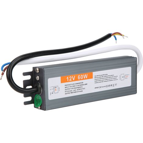 Alimentation LED étanche ultra-mince 60 W AC110-250 V (50/60 Hz) (DC12 V) (1/5)