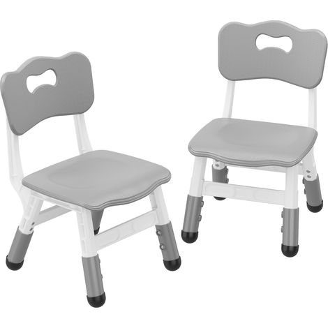 Set de 2 Chaises pour Enfants -HOERFURIY -Chaise à Hauteur Adjustable en 3 Niveaux, en Plastique pour Enfants de 2 à 6 Ans,GRIS (1/5)