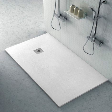 Piatto doccia 90x160 in resina riducibile bianco effetto pietra - Karen