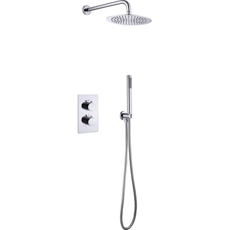 Unterputz Regendusche 25 cm Komplettset mit Wandbrausekopf Arm Chrom (1/5)