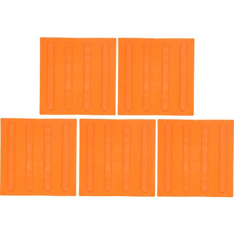 Lot de 5 dalles antidérapantes en caoutchouc orange pour sol tactile d’avertissement, pavés de trottoir non glissants pour malvoyants. (1/5)