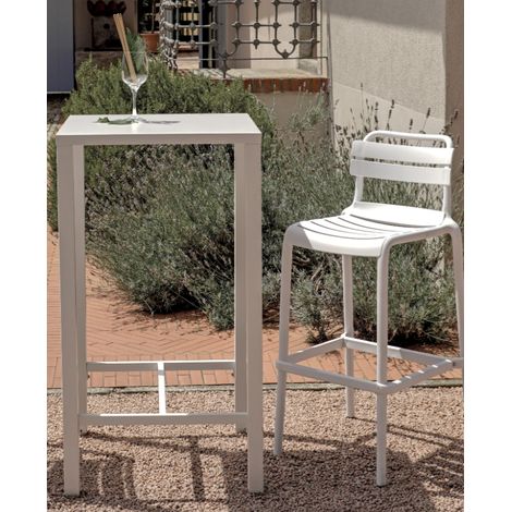 Tavolo alto in acciaio bianco 70x70 cm MALIGI HOME MG-ROSANGELA Bianco (1/3)