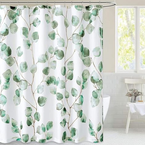 KLVGTIFS PU - Rideau de douche imperméable, motif de vigne verte, antibactérien et