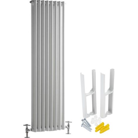 Milano Windsor White Cast Iron Style Vertical Double Column Radiator with Feet - 1800mm x 380mm (1/5)