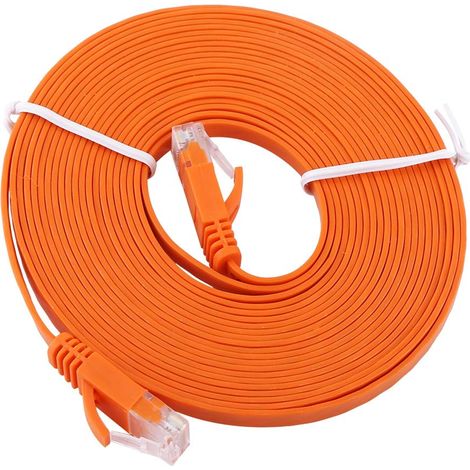 Câble Ethernet RJ45 CAT6, LAN UTP plat pour routeur, 1000 m, orange,