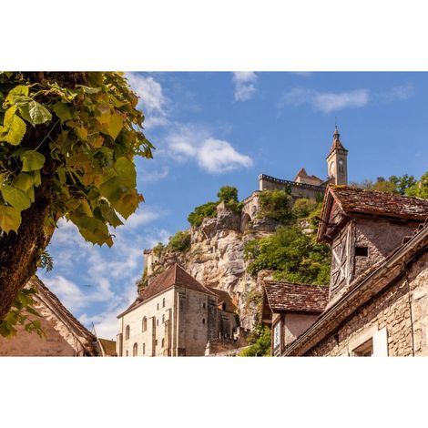 Tableau sur toile Rocamadour village 100x140 cm - Impression sur Toile Murale Décorative - Image imprimée en HD sur Toile - Toile sur Châssis en Bois FSC - Fabriqué en France (1/5)