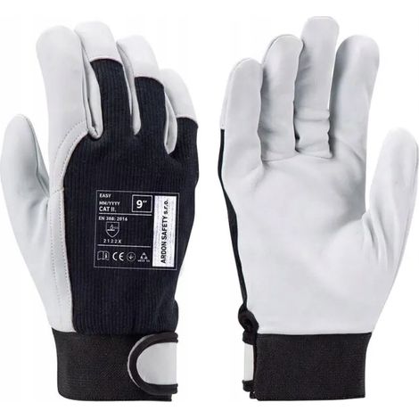 Gants De Travail Ardon Easy, Taille L 9, Renfort Cuir, Pour Atelier Et Chantier (1/4)