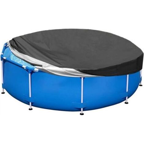 Bâche de protection pour piscine, bâche ronde de 305 cm, bâche d'hiver pour piscine hors sol, bâche de piscine pliable et étanche, résistante à l'eau et à la poussière (noire) (1/5)