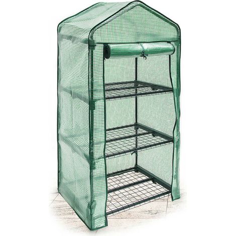 Foliengewächshaus Balkon 125 x 70 x 50 cm HxBxT, 3 Regale Treibhaus, Terrasse Anzuchthaus platzsparend, grün