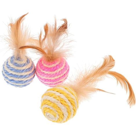 Set di 3 palline per gatti, giocattolo interattivo da interno in stile badminton, divertente e sportivo giocattolo rotolante, 4,5 cm - Colori casuali (1/4)