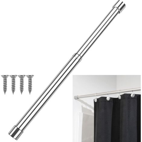 Tringle à vêtements télescopique, tringle de garde-robe réglable, tube de garde-robe mural en acier inoxydable, 42-68 cm