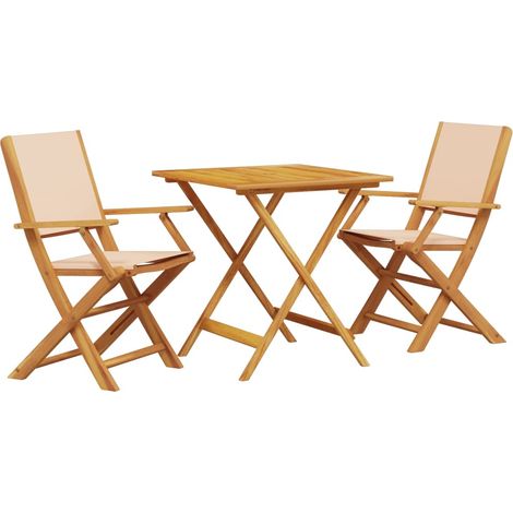 Maison Exclusive - Set da Bistrot 3pz Beige in Tessuto e Legno Massello