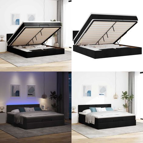 vidaXL Ottomane Bett mit Matratze & LEDs Schwarz 180x200 cm Stoff (1/5)