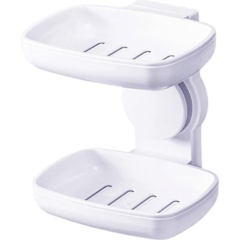 Portasapone senza foratura, con ventosa, portasapone da bagno, portasapone da doccia con scarico, portasapone in plastica rimovibile con scarico