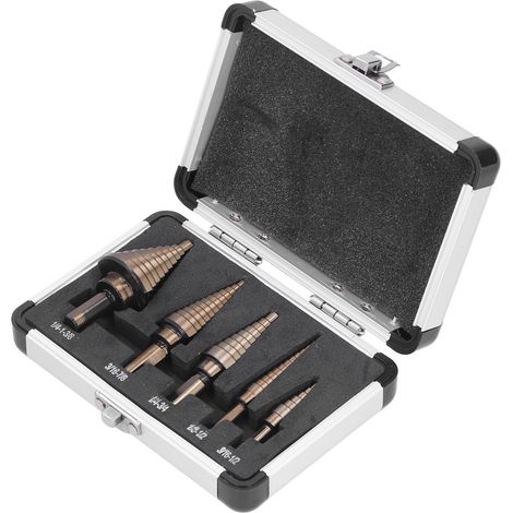 Set mit 5 HSS-Stufenbohrern, robust und langlebig, für schnelles und sauberes Bohren, Titan, Stufenbohrer (1/5)