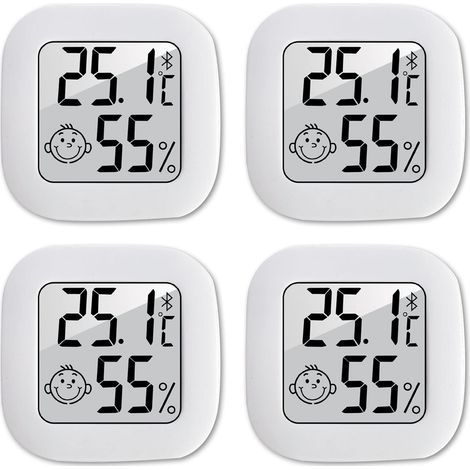 Innenthermometer-Hygrometer, Mini-tragbares digitales Thermometer-Set mit 4 Stück, Temperatur-/Feuchtigkeitsmonitor -50℃70℃. (1/5)