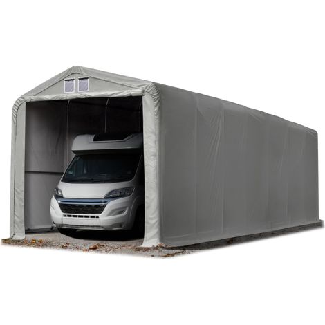 4x24m tente-garage de stockage, porte 3,5x3,5m, toile PVC d'env. 550 g/m²