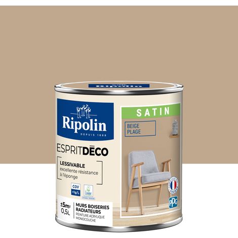 Peinture Murale Toutes Pièces - Satin - 0,5L - Beige Plage - Ripolin (1/5)