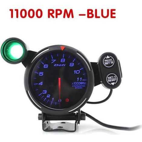 1 compteur de régime moteur, 80 mm, LED bleue, tachymètre voiture essence 1-8 cylindres, pour installation tableau de bord (1/4)