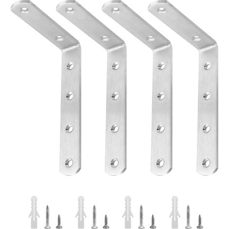 4 Équerres De Fixation, Support D'angle 90 Degrés Acier Inoxydable 150x100x4mm Pour Étagère Lit Bureau (1/5)