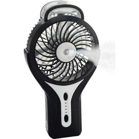 YMYNY Tragbarer Mini-USB-Ventilator mit persönlicher Nebelfunktion – Wiederaufladbarer Akku – Tragbarer Ventilator für Zuhause, Büro und Reisen – Schwarz (1/5)