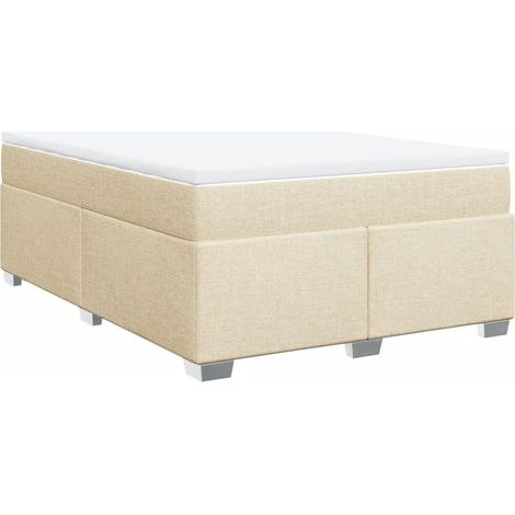Maison Exclusive - Sommier à lattes de lit avec matelas Crème 160x200 cm Tissu (1/5)