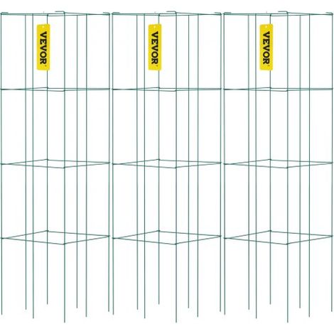 Cages à tomates 37x37x100 cm support pour plantes de jardin 3PCS, cages carrées pour plantes robustes, tours à tomates en acier enduit de PVC vert pour légumes grimpants, plantes, fleurs, fruits (1/4)