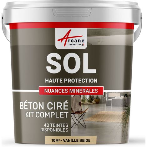 Béton ciré sol en kit, primaire et vernis de finition inclus - 10 m² (en 2 couches) Vanille Beige - ARCANE INDUSTRIES