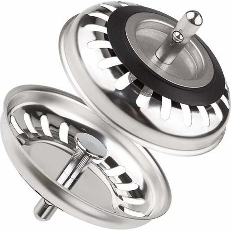 Panier de bonde classic diamètre 79.3 mm，Lot de 2 Bouchon Evier Cuisine INOX, Filtre Evier Cuisine Universel,T-Audace Bouchon de Bonde Evier Antiblocage en Acier Inoxydable , pour Cuisine et Salle de (1/5)