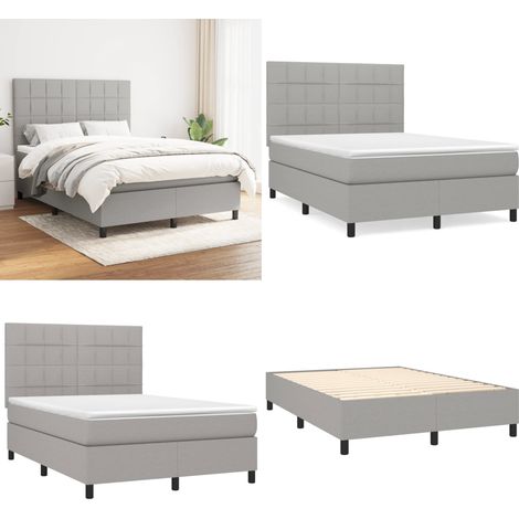 Boxspringbett mit Matratze Hellgrau 140x200 cm Stoff - Boxspringbett - Doppelbett - Bettenrahmen - Schlafsystem - Hellgraues Bett - Home & Living (1/5)