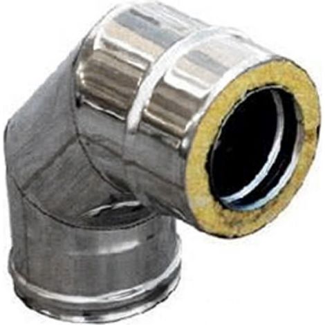 CURVA IN ACCIAIO INOX 316L A 90° DOPPIA PARETE D. Int. 100 - D. Est. 150