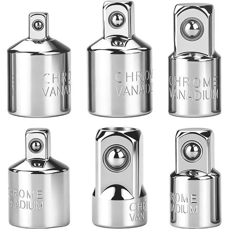 6 Pièces Adaptateur Douille Jeu d’adaptateurs,Adaptateur Cliquet Réducteur avec Adaptateurs 3/8" à 1/2",1/2" à 3/8",1/4" à 1/2",1/2" à 1/4",1/4 "à 3/8",3/8"à 1/4",Adaptateurs de Douille pour Cliquet (1/5)