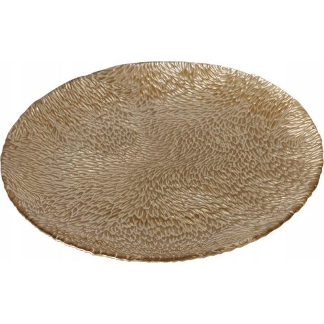 Boltze Plato elegante de vidrio dorado 21 cm decorativo (1/3)
