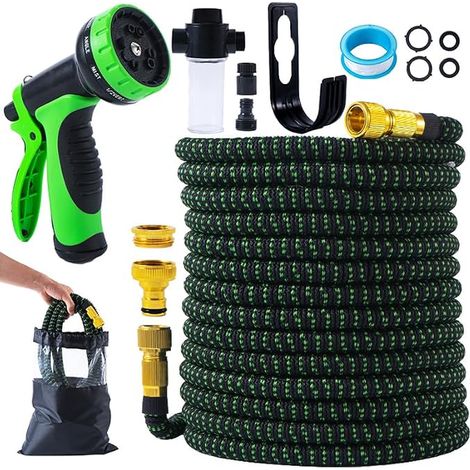 Hose de jardin flexible pistolet de jardin tuyères noyau de latex tissu (15 m) (1/4)