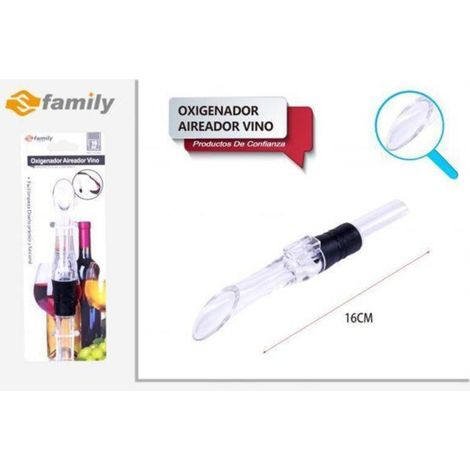 aireador oxigenador de vino con vertedro para botellas 16 cms. economico family