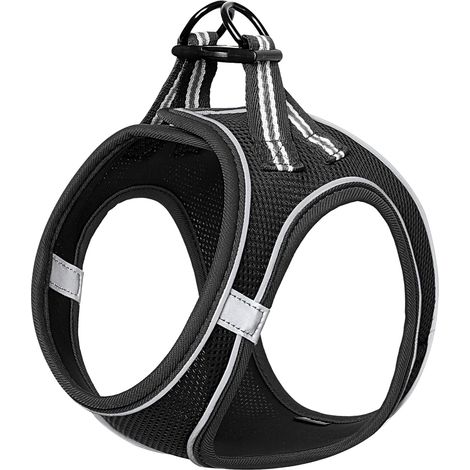 Harnais Chien Harnais pour Petit Chien Step-in Air Mesh Réfléchissante Réglable Harnais pour Chiot, Noir, M (1/5)