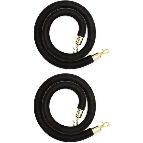 Set aus 2 Samtstangenseilen mit goldenen Haken, 1,5 m (5 Fuß), schwarz